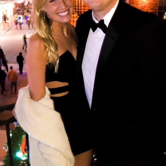 black strapless designer mini formal dress - Picture 4 of 8